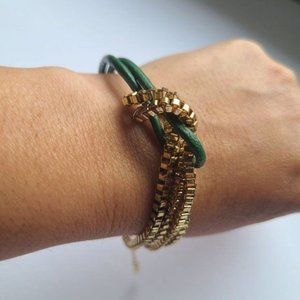 COPY - Green & golden Knotted bracelet